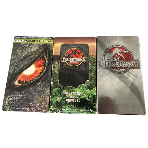 Jurassic Park Lost World Godzilla VHS Tape Vintage Movie Y2K 90s 80s Electronics - Picture 1 of 4
